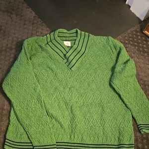 CAbi Green Textured V-Neck Sweater
